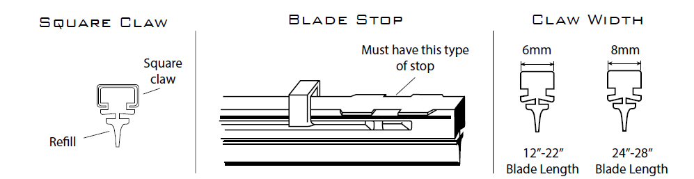 wiper blade refills size chart