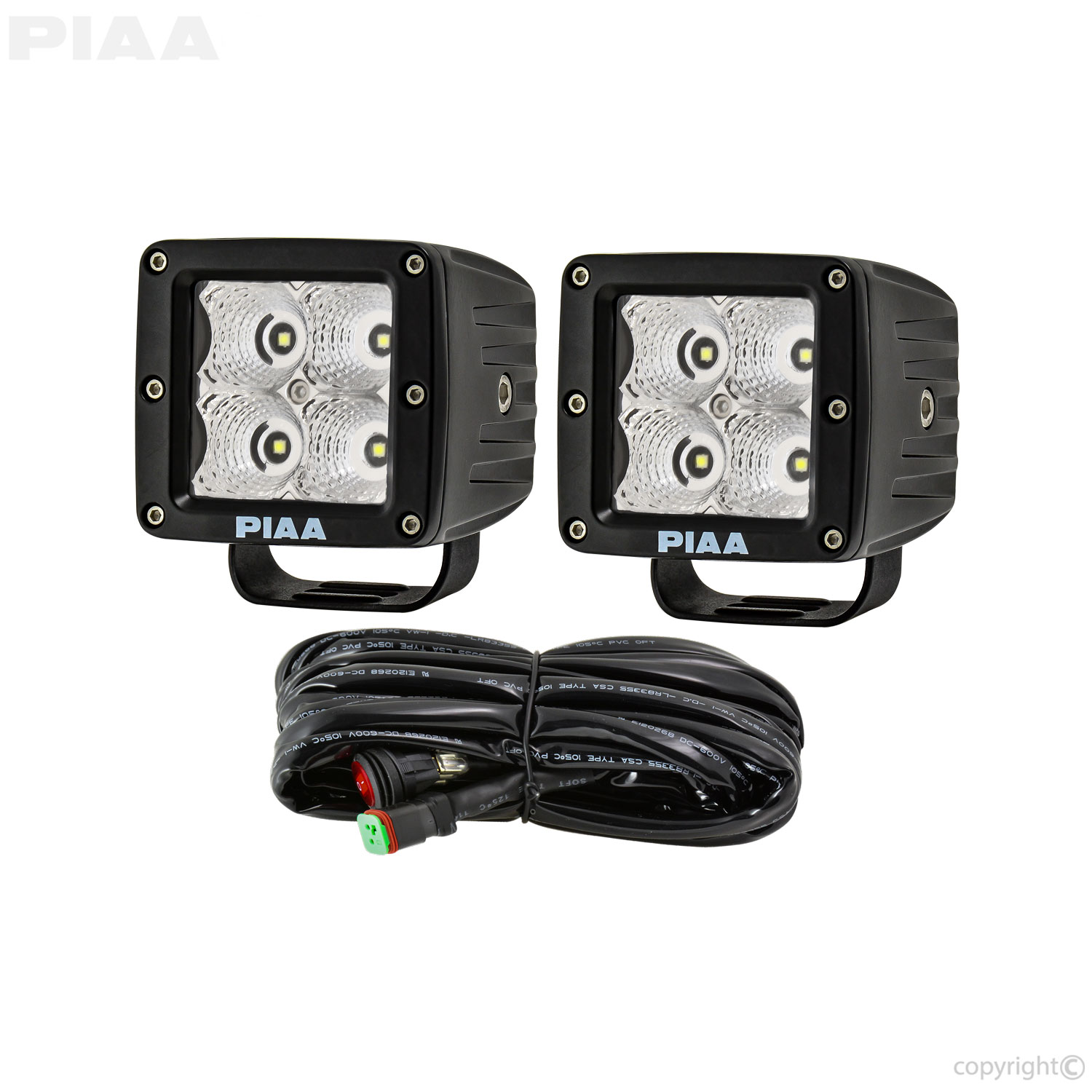 PIAA | Quad Series Flood Beam LED Cube Lights w/ Harness #26-06303